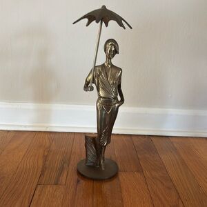 Mid-Century Brass Figurine of Asian Woman Holding a Parasol-“Lady with Parasol”